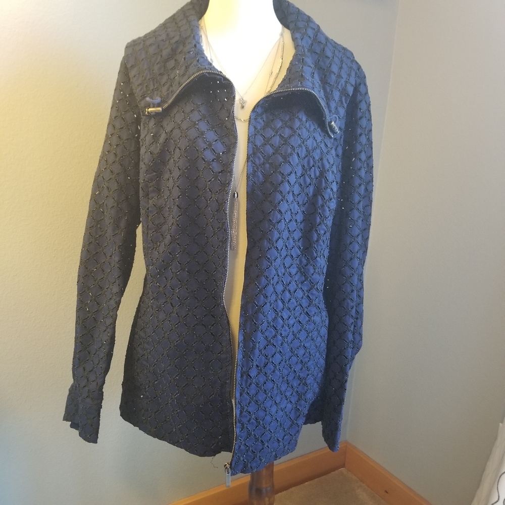 Coldwater Creek Navy Weave Jacket